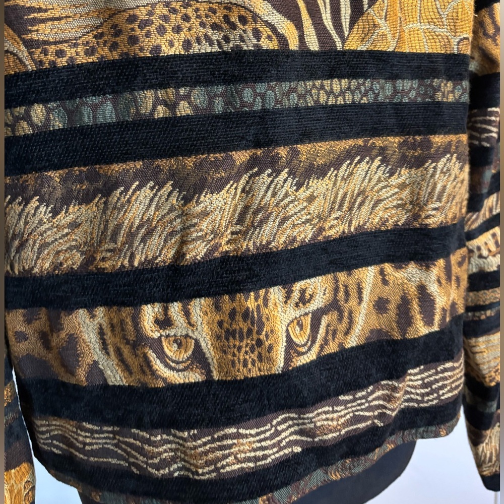 VTG Painted Pony Jacket Sz L Tapestry Animal Southwestern Print Cropped Cheetah - Picture 4 of 10